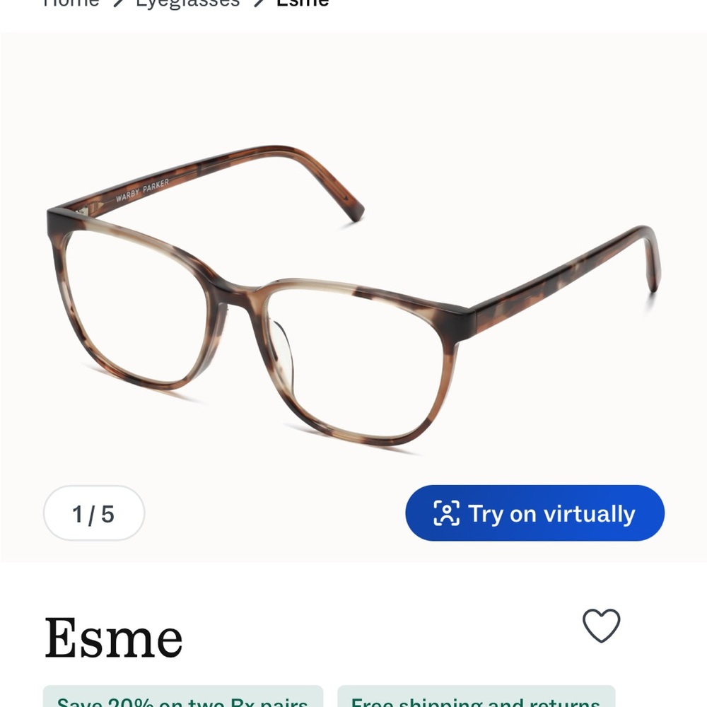 Warby Parker Esme eyeglasses prescription low nose bridge